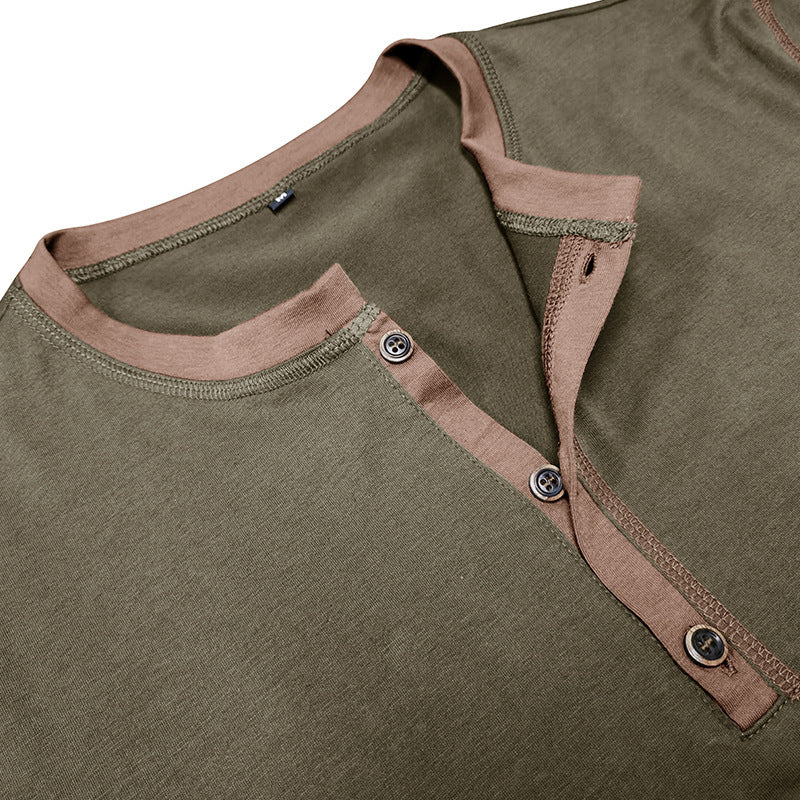 Jayhoun-Men’s Short-Sleeve Buttoned V-Neck Polo Shirt