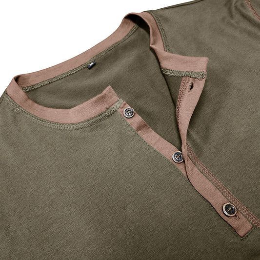 Jayhoun-Men’s Short-Sleeve Buttoned V-Neck Polo Shirt